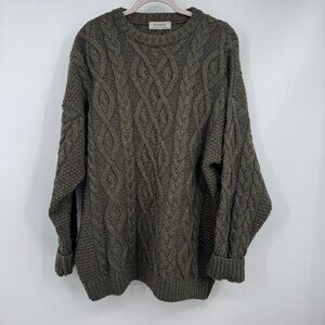British UK Kennedy cable knit sweater jumper Size Large Olive Green warm cozy ch